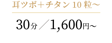 
                耳ツボ＋チタン10粒
                30分/1,600円